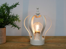 Vintage Shabby Chic, Cream Crown Light, Battery Operated LED Lamp Ornament Decor