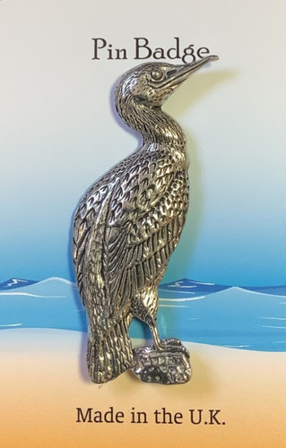 Cormorant silver pewter pin - cormorant,