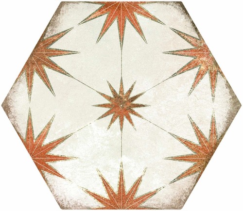 Soleil cotto hexagon tiles - cotto,