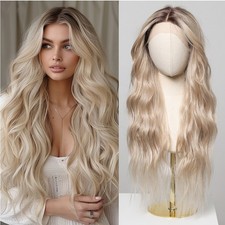 Ombre Blonde Long Wavy Frontal