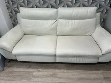 Natuzzi Leather Sofa Off White, 3-Seat