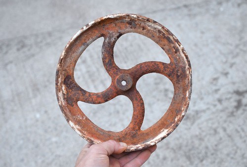 Old vintage cast iron wheel - vintage,