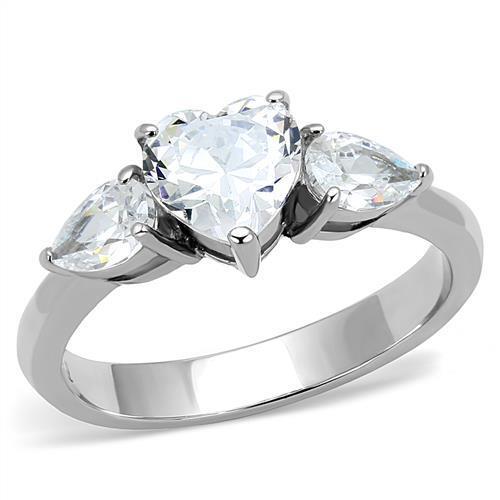 Ladies three stone ring hearts