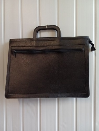 Black leather top handle work - leather,