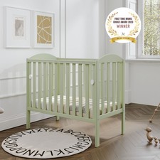 Waffi Mini Baby Pistachio Cot Space Saver Cot - optional fibre mattress 100x50cm
