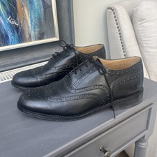 M&S Italian Leather Black Brogues Size 8.5 Leather Top, Sole