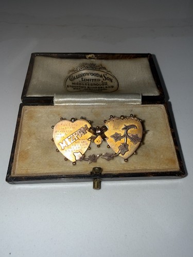 Antique 9ct gold mizpah - gold, double
