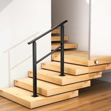 Step Stair Handrail 90x90 cm Matte Black Wrought Iron 2-3 Railing for In Outdoor