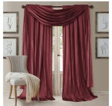 Elrene Faux Silk Curtain & Scarf Set 52" Light Filtering Window Panel Elegant
