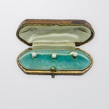 Gold Pin Set Pearl 18carat Yellow Gold Antique Dress Shirt 750 UK Boxed Tuxedo