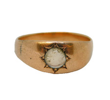 Victorian 10ct Rose Gold Star-Set Moonstone Band Ring Antique c1890