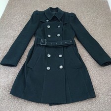 Philosophy Blues Original Black Wool Winter Coat Military Belted UK 8