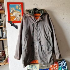 Vintage 70s 80s mod army surplus orange lining Oasis parka jacket