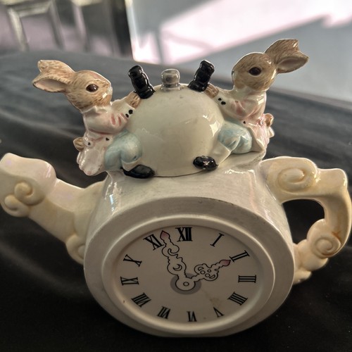 Vintage bunny clock teapot - vintage,