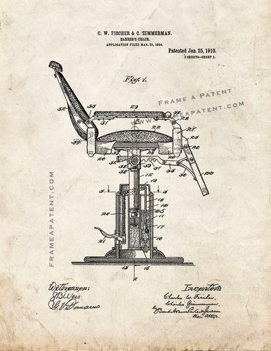 Barber chair patent print - barber's,