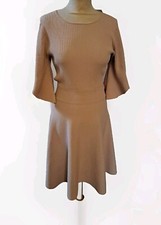 Ted Baker Pink Ribbed Skater Dress Futter Sleeve  Party Cruise Wedding UK 10 TB2