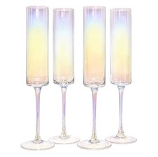 Champagne Glasses Iridescent Crystal Flutes 180ml Prosecco Glass Weddings Party