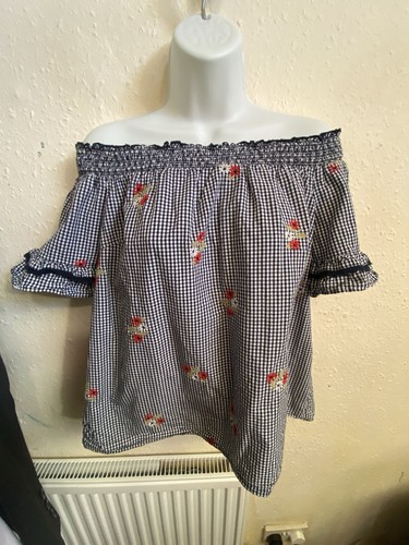 Tesco navy gingham off - navy,