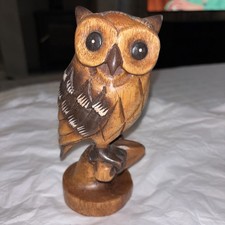 Vintage Hand Carved Wood Owl