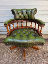 Green Leather Chesterfield Captains Chair made by Ring Mekanikk in Norway
