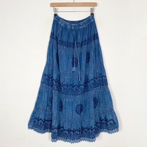 Indian blue embroidered tiered - indian,