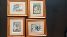 Set of 4 framed teddy bear pictures - 2 brand new