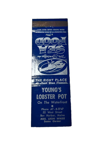 Young lobster pot matchbook - young's,