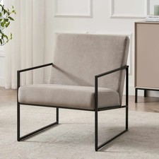 Dusk Rae Taupe Velvet & Black Iron Accent Chair