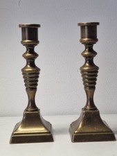 VINTAGE SMALL SOLID BRASS CANDLESTICKS HEIGHT 12cm COTTAGE FARM HOUSE DECOR