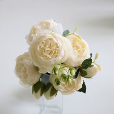 9 Heads Artificial Flowers Silk Peony Bouquet Fake Rose Wedding Home Party Decor
