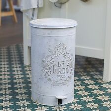 Vintage Metal Trash Can With Lid Garden Waste Bin Pedal Bin Rustic Farmhouse