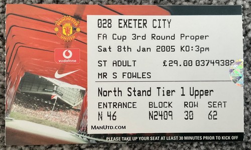 Ticket manchester united v - -,