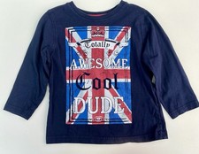Primark Long Sleeve Tshirt - Union Jack “Totally Awesome Cool Dude” Age 2-3