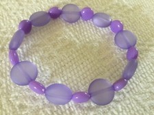 Purple frosted mini smarties style acrylic bead stretch bracelet 17cm 6.75in