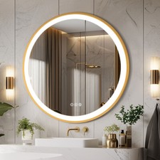 Round LED Bathroom Mirror Gold