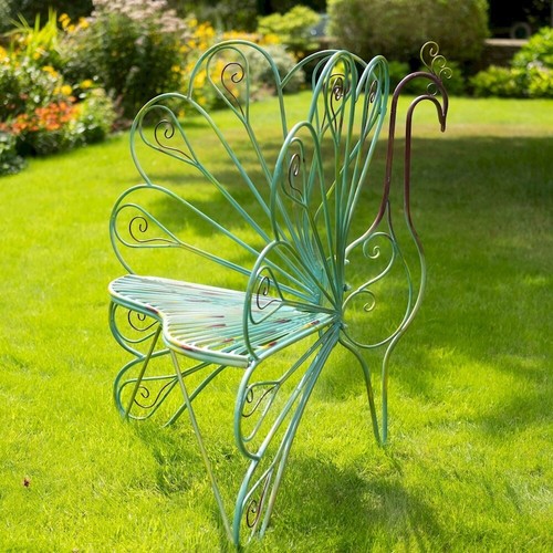 Peacock garden bench bird - peacock,