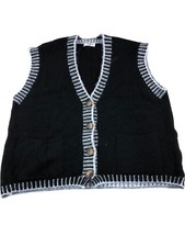 Knit Cardigan Women's One Size Black Button Front