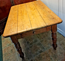 Antique Welsh Rustic Pine Top Farmhouse  Table