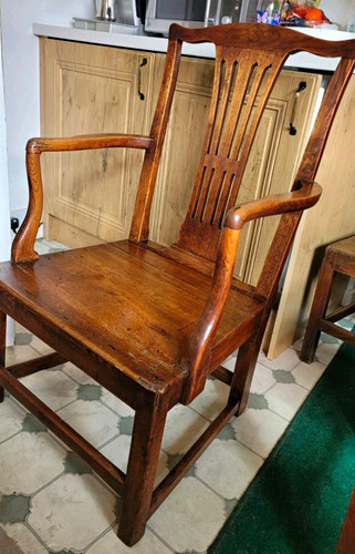 Georgian elm hall chair - chair,