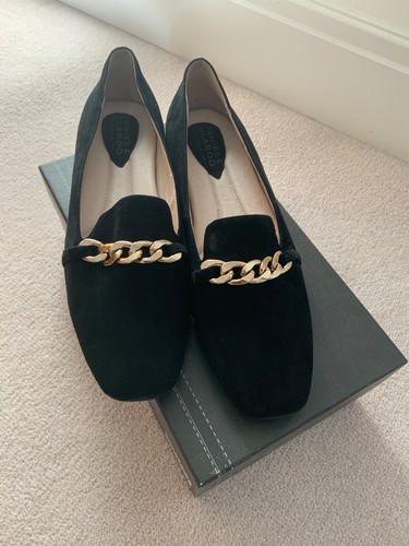 Black suede flat shoes