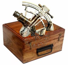 Henry Barrow & Co. London 8" Brass Ship Sextant German Sextant With Hardwood Box
