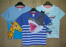Monsoon New Boys Three Applique T-Shirts T-Shirt Shark Boats Planes Age 5-6 116