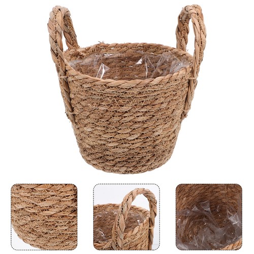 Wicker hanging planter hand - planter,