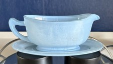 J A J Pyrex Blue Glass Gravy
