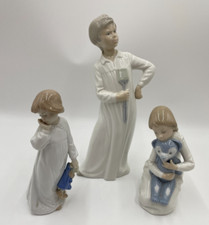 Nao by Lladro 3 Figurines My Rag Doll, Girl with Teddy, Boy with Fly Swat. B13