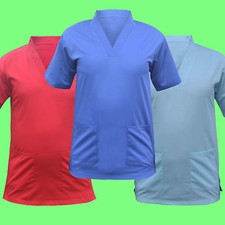 Scrub Medical Uniform Top Women Men Tunic Nurse Hospital Work Wear Medical Tops