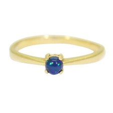 Pretty Black Opal Solitaire 18ct Yellow Gold ring size S ~ 9 1/4