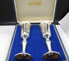 SOLID SILVER BOXED PAIR OF WINE GOBLETS