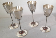 Arts And Crafts Silver Plated Set Of Liqueur/ Cordial Goblets Omar Ramsden Style