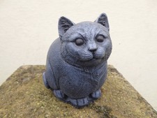 Cute Weathered Effect Stone Cat Garden Ornament or Household Ornament